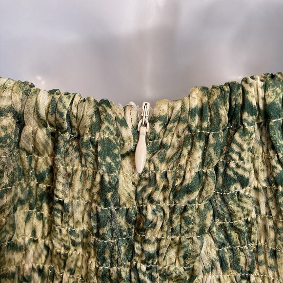 Anthropologie 4SI3NNA Women's Green Snakeprint Mini Dress Size XS Fairy Ruffles - Picture 11 of 12